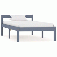 VidaXL Cadre de lit sans matelas gris bois de pin massif 90x200 cm Modèle Xerlonis - 283196