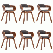 VidaXL Chaises à manger lot de 6 gris foncé tissu et bois courbé Modèle Montmartre - 279478