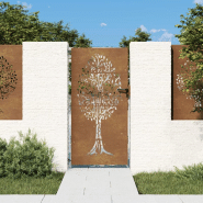 Vidaxl portail de jardin 85x175 cm acier corten conception de l'arbre 153212