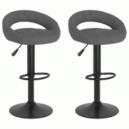 VidaXL Tabourets De Bar Lot De 2 Gris Foncé Velours - gris 333270