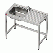 - Evier sous plan 1 bac et 1 égouttoir avec double égouttoir et robinet inclus en acier inoxydable industriel 1000 x 500 x 850 mm - inox gf4001gf2