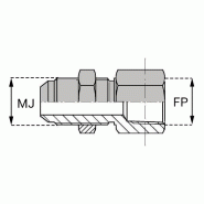 Adaptateurs - Droit mâle JIC cloison X femelle NPT - MJ7/16 / FNPT1/8 CLOISON