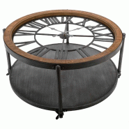 Atmosphera Chrono - Table basse Ø94x48 cm en fer et panneaux de fibres de bois coloris noir - noir JJ1240