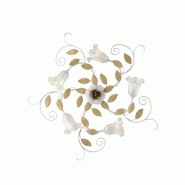 Bonetti Illumina Cesto Plafonnier Shabby en fer laqué blanc 5 lumières H.17 d.80 BL274-PL5-BCO - doré 8050713218751