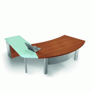 Bureau X time Work avec retour en verre et caisson - Quadrifoglio. - 217, Wenge, Droite