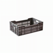 Caisse ajourée 25 L - gris foncé - 600 x 400 x 150 mm - polyéthylène haute densité