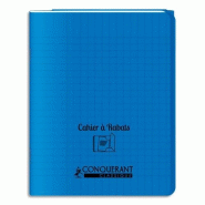CONQUERANT Lot de 10 Cahier à Rabats PP piqué 24x32, 96p./48 feuilles 90g/m², Séyès, coloris bleu - 3020120123899