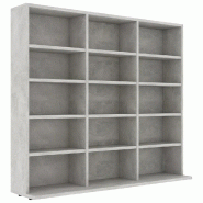 Helloshop26 - Armoire à CD pratique 100 x 23 x 89,5 cm avec 15 compartiments style moderne en bois d'ingénierie gris béton 02_0047694 - gris Bois m