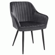 Helloshop26 - Chaise de salle à manger fauteuil siège rembourrée avec accoudoirs largeur d'assise 49 cm pieds en métal revêtement en 12_0004905 - Helloshop26 - Chaise de salle à manger fauteuil siège rembourrée avec accoudoirs largeur d'assise 49 cm pieds en métal revêtement en 12_0004905 -