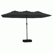 Helloshop26 - Parasol de jardin double tête 449 x 265 x 245 cm protection UV facile à manœuvrer style contemporain en polyester noir 02_0047377 - n