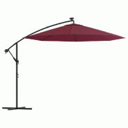 Helloshop26 - Parasol déporté à led et mât en acier diamètre 3 m rouge bordeaux  02_0008579 - rouge métal 3000457747760
