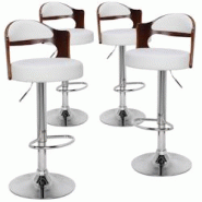 MENZZO Lot de 4 chaises de bar Ruben Chêne clair et Simili Blanc - 3327480071281 MENZZO Lot de 4 chaises de bar Ruben Chêne clair et Simili Blanc - 3327480071281