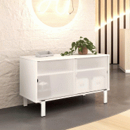 Meuble de service avec portes coulissantes - blanc, blanc pastel, blanc_0
