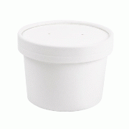Pot à soupe + couvercle en carton blanc 240ml Ø9/7,5x6cm - par 250