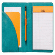 RHODIA 213004C - Livret Porte-Bloc et Porte-Documents N°13 Paon - pour Bloc-Notes ou Carnets de Format A6 (10,5x14,8 cm) - Simili Cuir Italien Premiu