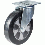 Roulette pivotante de 152 mm en caoutchouc élastique noir sur roue centrale en aluminium Roulette pivotante de 152 mm en caoutchouc élastique noir sur roue centrale en aluminium