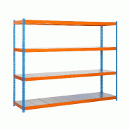 SimonRack Rayonnage industriel, 2000x1800x750 mm, 400 kg au point de flexion, 4 étagères métalliques, Bleu/Orange/Galvanisé- Ecoforte - orange mé