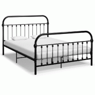 VidaXL Cadre de lit sans matelas et tête de lit noir 160x200 cm métal Modèle Nervionel - 284502