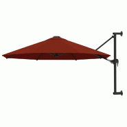 VidaXL Parasol mural avec mât en métal 300 cm Terre cuite Modèle Sirius Soleil - rouge 47299