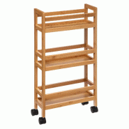 WellHome Exclusive S Chariot à roulettes 3 niveaux en bambou 36x15x74,5cm - beige Bambou CH2453