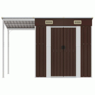 Abri de jardin avec toit prolongé marron 277x107x181 cm acier Modèle AbriHacienda 236 - 8720845888862