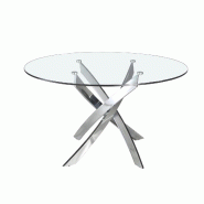 AC ANGEL CERDA Angel Cerdá Table à manger ronde verre trempé et acier chromé 1061-Ø100C Ø100 x 75 - gris verre 8435631045380