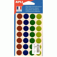 Apli Lot de 5 Etui de 112 pastilles adhésives col. Métal. Assortis, diam. 15 mm (4 feuilles / cdt) - 3270240139359