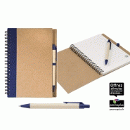 Bloc notes a5 couverture en carton recycle avec stylo personnalisable