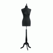 Buste Femme Couture Noir - Réglable sur Pied Tripode Bois - Hauteur Ajustable de 158 à 178 cm