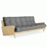 CANAPÉ 3 PLACES CONVERTIBLE INDIE STYLE SCANDINAVE FUTON GRIS GRANIT COUCHAGE 130*190 CM.