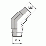Coude mâle gaz conique x mâle gaz conique - WCMCO40404 - CMGCO 1/4 45 - Ø MG 1/4' - Ø MG 13.15 mm