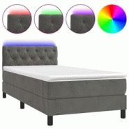 Décoshop26 - Lit LED avec sommier, tête de lit réglable et matelas 80x200 cm en tissu velours gris foncé - TDL0208272 - gris Décoshop26 - Lit LED avec sommier, tête de lit réglable et matelas 80x200 cm en tissu velours gris foncé - TDL0208272 - gris