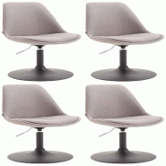 Décoshop26 - Lot de 4 chaises de salle à manger pivotante hauteur réglable en tissu gris et pied trompette en métal noir 10_0008445 - gris métal