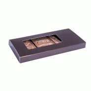 Etui tablette chocolat couleur moka intérieur or 16x8x1.5cm - par 50 - Ref 55721