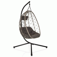 Fauteuil suspendu COCOVA Outdoor avec piètement noir/gris hjh LIVING - gris polyester 992000