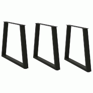Helloshop26 - Lot de 3 pieds de table à manger design moderne 70 x 73 cm avec patins réglables en acier noir 02_0056872 - noir acier 3000239745519