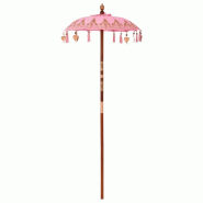 Helloshop26 - Parasol balinais rond 95 x 95 x 260 cm en coton rose style tropical ambiance zen 02_0058828 - rose Bambou 3000240798757