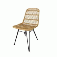 Kosmi Chaise style nature aspect rotin en résine tressée et pieds en métal noir - beige métal 3760301690993 Kosmi Chaise style nature aspect rotin en résine tressée et pieds en métal noir - beige métal 3760301690993