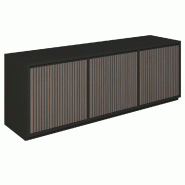 Meuble Vertigo T01 6 tiroirs à l'anglaise MDF noir et noyer foncé 180x47x60 cm