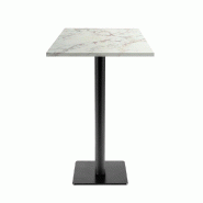 RestooTab - Mange-debout Milan T 50x50cm décor marbre olympo - blanc fonte TB-MITFF-5050M-MB.OLYM