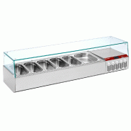 Saladette à ingrédient à poser gn 6x1/3 avec vitrine - PSY160G/PP9