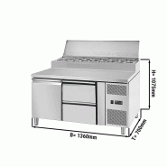 Saladette réfrigérée à capot - 1 porte GN 1/1, 2 tiroirs avec 7 bacs GN 1/3