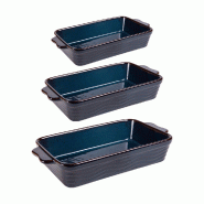 Set de 3 plats à four vague bleu 25, 30 et 36 cm - Rectangle Grès Table Passion 36x21 cm - bleu Grès 3106234650114 Set de 3 plats à four vague bleu 25, 30 et 36 cm - Rectangle Grès Table Passion 36x21 cm - bleu Grès 3106234650114
