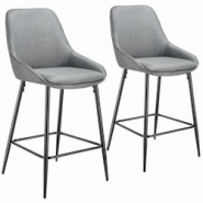 Tectake Chaise de bar SIERA avec dossier - Tissu gris/noir, Lot de 2 - 405856 - gris polyester 405856 Tectake Chaise de bar SIERA avec dossier - Tissu gris/noir, Lot de 2 - 405856 - gris polyester 405856