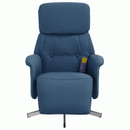 VidaXL Fauteuil inclinable de massage avec repose-pieds bleu tissu Modèle Oermontel - 356676