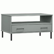 VidaXL Table basse avec pieds en métal Gris 85x50x45 cm Bois OSLO Modèle Horizon Pro - 351034