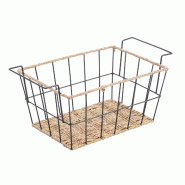 WellHome - Corbeille à fruits rectangulaire de style industriel 35x20x15,5cm en acier et corde en papier - A-mesa - noir acier WH17041