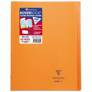 Clairefontaine Lot de 10 Cahier Kover Book 24x32, 96p./48 feuilles 90 g/m² piquées, couv. Transparente orange, quadrillé 5x5 + marge - 3037929816099