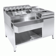 Cocktails bar station incl. Évier, lave-verres, bacs gn, speedrail porte-bouteilles l1340mm 7083.0035 COMBISTEEL