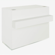 Comptoir Cage blanc mat repose sac blanc 1 tiroir 2 tablettes 120x60/76x93cm